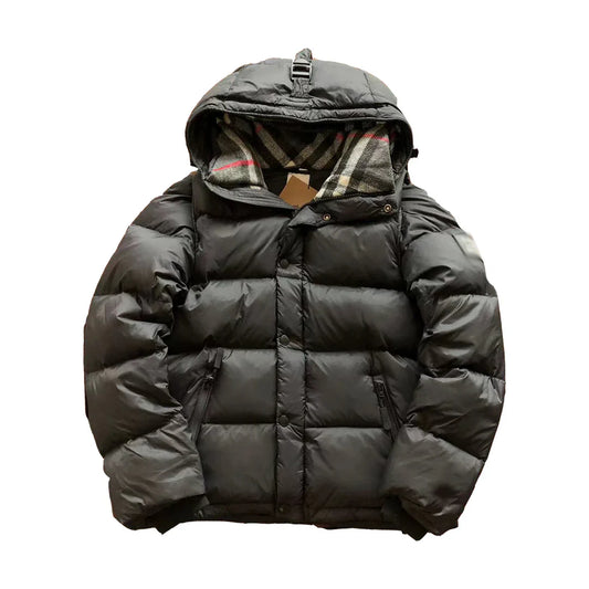 Men's 'BURB' Detachable Black Puffer Jacket